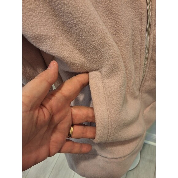 Calvin Klein Performance Size Large Beige Zip Up Fleece Jacket High Collar NEW - Picture 4 of 16
